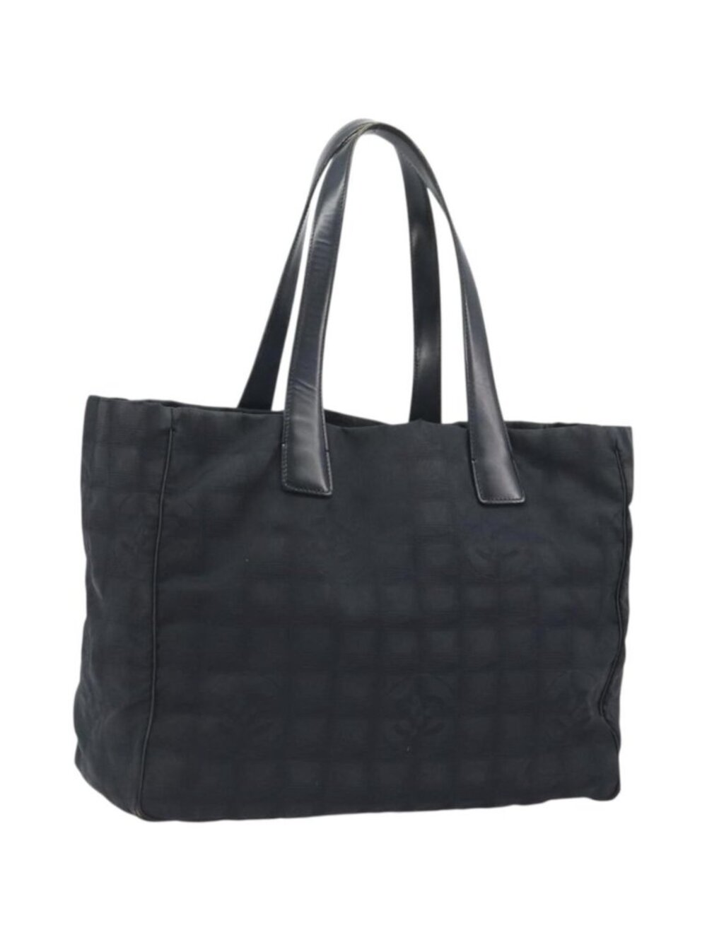 CHANEL New Travel Line Tote Bag Canvas Black Gold CC
